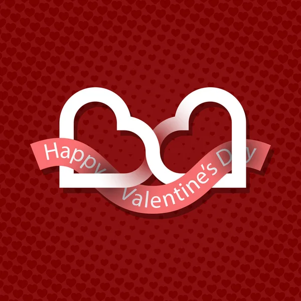 Happy Valentine Day Wenskaart Ontwerp Twee Verbonden Harten Logo Met — Stockvector