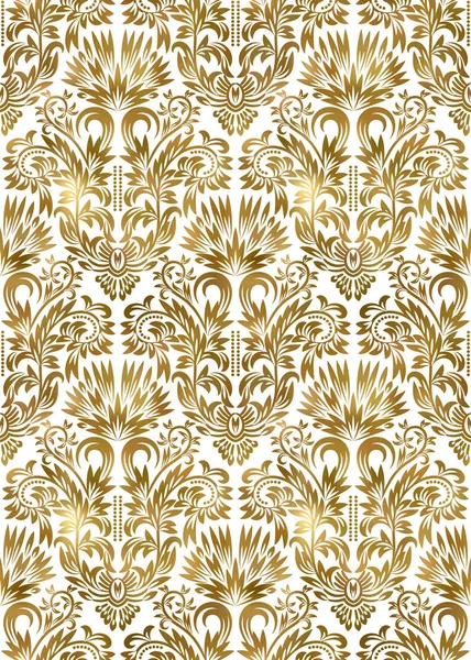 ゴールデンホワイトヴィンテージシームレスパターン ゴールドロイヤルエキゾチックな壁紙 アラビア語の背景装飾 — ストックベクタ