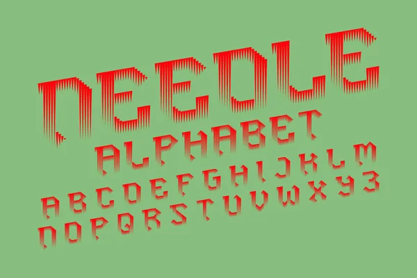 Naald Alfabet Rode Minimalistische Lettertype Geïsoleerde Engelse Alfabet — Stockvector