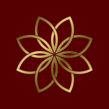Sacred geometric symbol of eight flower petals plexus. Golden mandala logo. clipart