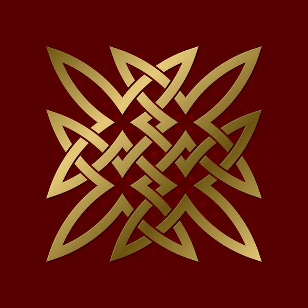 Símbolo Geométrico Sagrado Plexo Cruciforme Logotipo Mágico Dourado —  Vetores de Stock