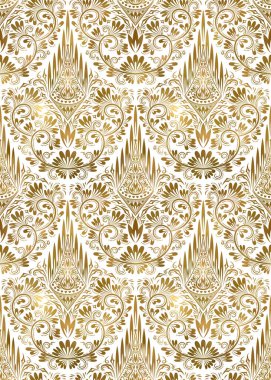 Altın beyaz vintage seamless modeli. Altın Kraliyet klasik Barok duvar kağıdı. Arka plan süsleme.