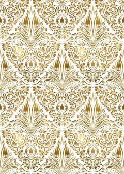 Modèle Vintage Blanc Doré Sans Couture Royal Classique Baroque Papier — Image vectorielle