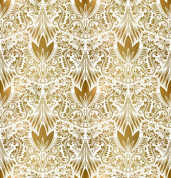 金白的老式无缝模式 黄金的皇家经典巴洛克式壁纸 阿拉伯语的背景装饰 — 图库矢量图片