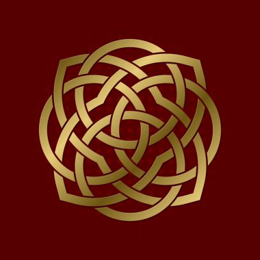 Dairesel pleksus kutsal geometrik sembolü. Altın mandala logosu.