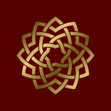 On iki çiçek yaprakları pleksus kutsal geometrik sembolü. Altın mandala logosu.