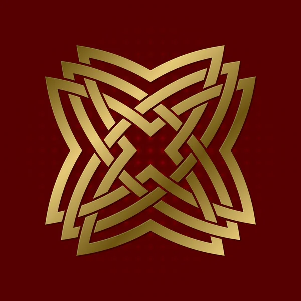 Сакральный Геометрический Символ Четырехконечного Звездного Сплетения Золотая Мандала — стоковый вектор