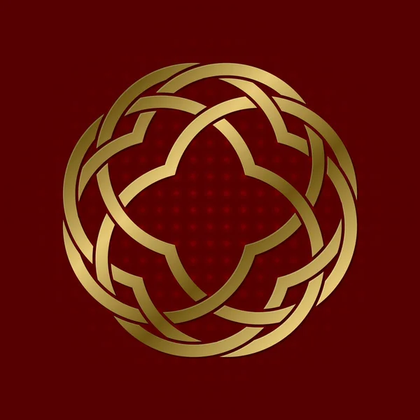 Сакральный геометрический символ кругового сплетения. Золотая мандала . — стоковый вектор