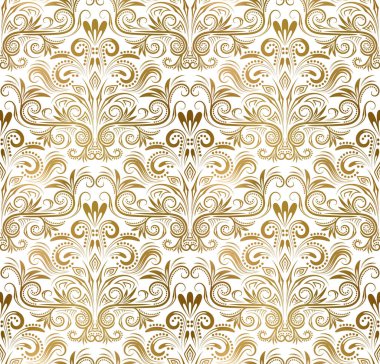 Golden white vintage seamless pattern. Gold royal classic baroque wallpaper. Arabic background ornament. clipart