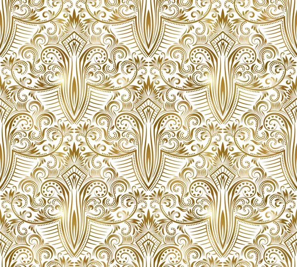 Goldene Weiße Vintage Nahtlose Muster Gold Königliche Klassische Barocktapete Arabischer — Stockvektor