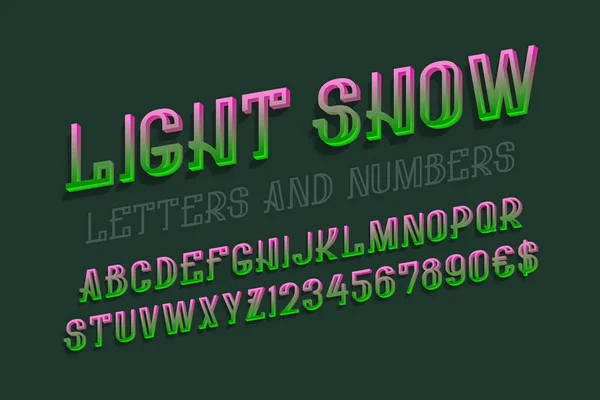Світло Показує Літери Цифрами Валютними Знаками Міський Шрифт Ізольований Англійський — стоковий вектор