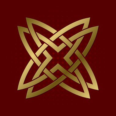 Dört sivri uçlu yıldız pleksus kutsal geometrik sembolü. Altın mandala logosu.