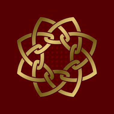 Sekiz çiçek yaprakları pleksus kutsal geometrik sembolü. Altın mandala logosu.