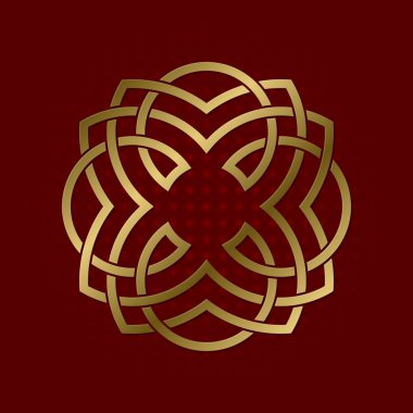 Dört yaprakları pleksus kutsal geometrik sembolü. Altın mandala logosu.