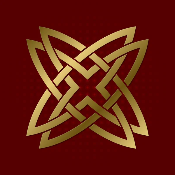 Sacro Simbolo Geometrico Plesso Stellare Quattro Punte Logo Mandala Dorato — Vettoriale Stock