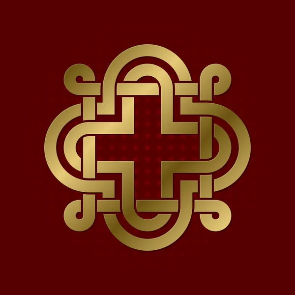 십자가 형태의 기하학적 상징이다 황금으로 다라로고 — 스톡 벡터