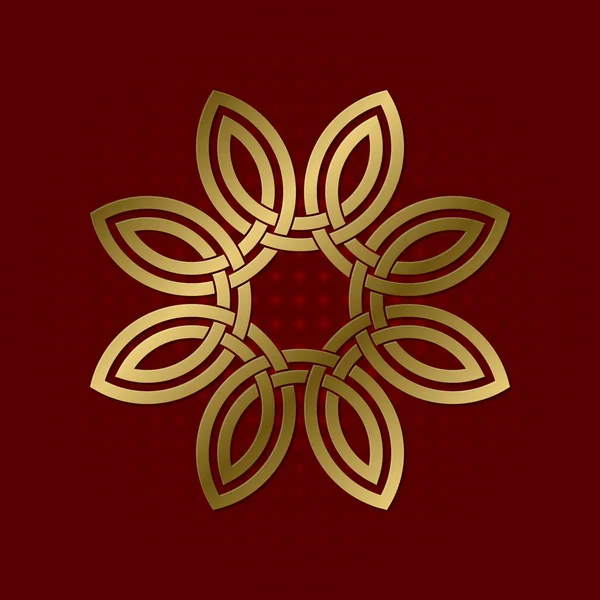 Símbolo Geométrico Sagrado Oito Pétalas Flor Plexo Logotipo Mandala Dourado — Vetor de Stock