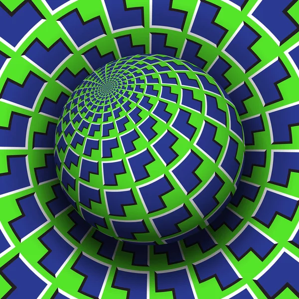 Оптична Ілюзія Векторні Ілюстрації Синьо Зелені Стрілки Візерункової Сфери Дме — стоковий вектор