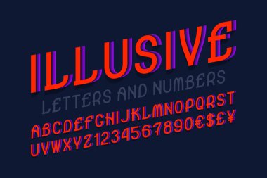 Sayı ve para birimi işaretleri hayali harflerle. Kentsel hacimsel yazı tipi. İzole İngilizce alfabe