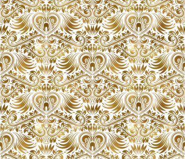Altın beyaz vintage seamless modeli. Altın Kraliyet klasik Barok duvar kağıdı. Arka plan süsleme.