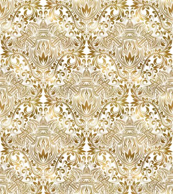 Altın beyaz vintage seamless modeli. Altın Kraliyet klasik Barok duvar kağıdı. Arka plan süsleme.