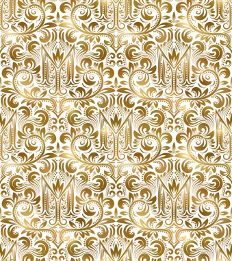Altın beyaz vintage seamless modeli. Altın Kraliyet klasik Barok duvar kağıdı. Arka plan süsleme.