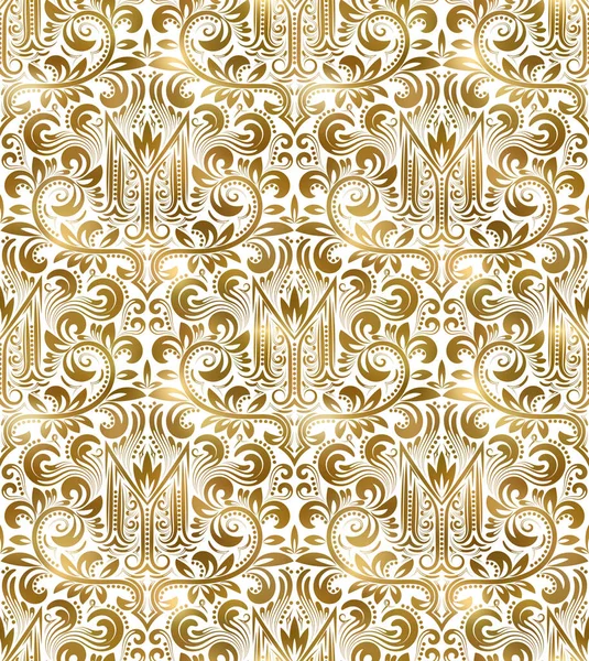 Modèle Vintage Blanc Doré Sans Couture Royal Classique Baroque Papier — Image vectorielle