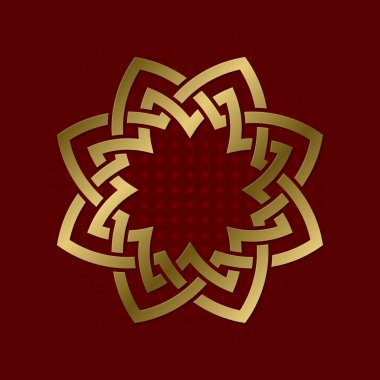 Sekiz sivri pleksus kutsal geometrik sembolü. Altın mandala logo çerçeve.