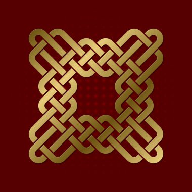 Dört sivri pleksus kutsal geometrik sembolü. Altın mandala logosu.