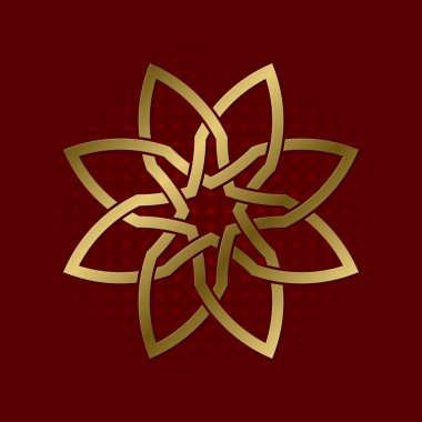 Sacred geometric symbol of eight flower petals plexus. Golden mandala logo. clipart