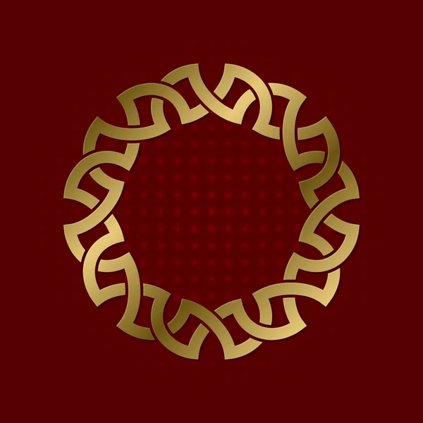 圆形神经丛的神圣几何符号 金色曼陀罗标志框架 — 图库矢量图片