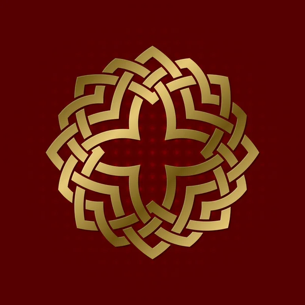 Sacred Geometric Symbol Circular Plexus Golden Mandala Logo Frame — Stock Vector