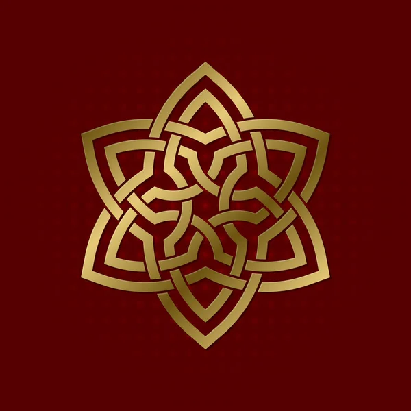 六つの花花びらの神経叢の神聖な幾何学的な記号です 黄金のマンダラのロゴ — ストックベクタ