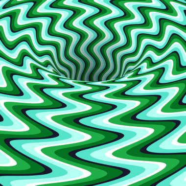 Rotating hole of zigzag stripes pattern. Vector optical illusion background. clipart