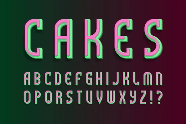 Cakes Layered Alphabet Colored Font Isolated English Alphabet — Stock Vector