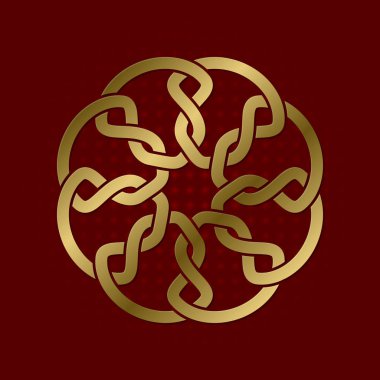 Dairesel pleksus kutsal geometrik sembolü. Altın mandala logosu.