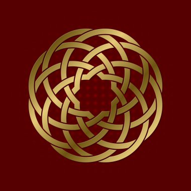 Dairesel pleksus kutsal geometrik sembolü. Altın mandala logosu.