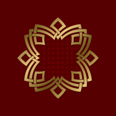 Sekiz sivri pleksus kutsal geometrik sembolü. Altın mandala logo çerçeve.