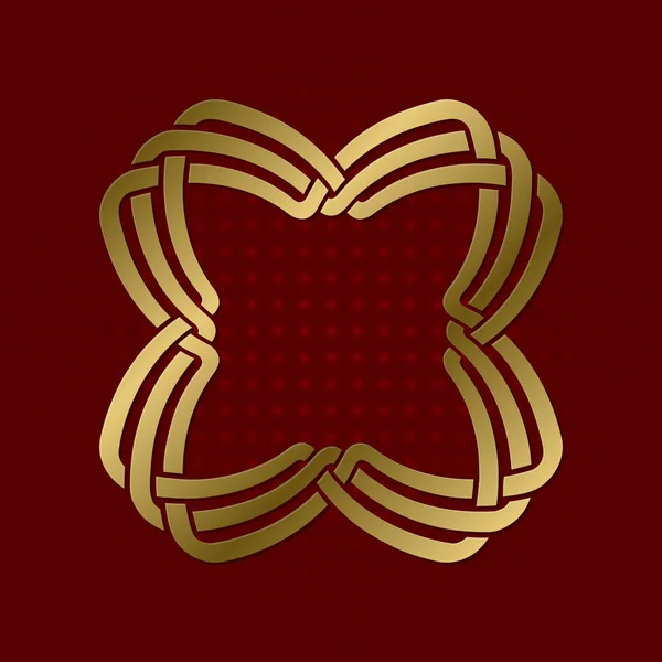 Sacred geometric symbol of four petals plexus. Golden mandala logo frame. — Stock Vector