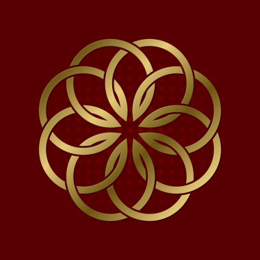 Dairesel pleksus kutsal geometrik sembolü. Altın mandala logosu.