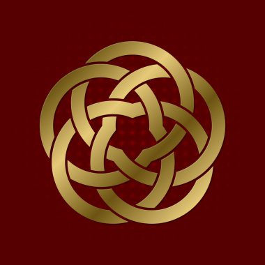 Beş yaprakları pleksus kutsal geometrik sembolü. Altın mandala logosu.