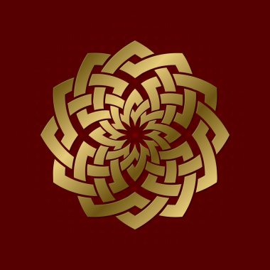 Dairesel pleksus kutsal geometrik sembolü. Altın mandala logosu.