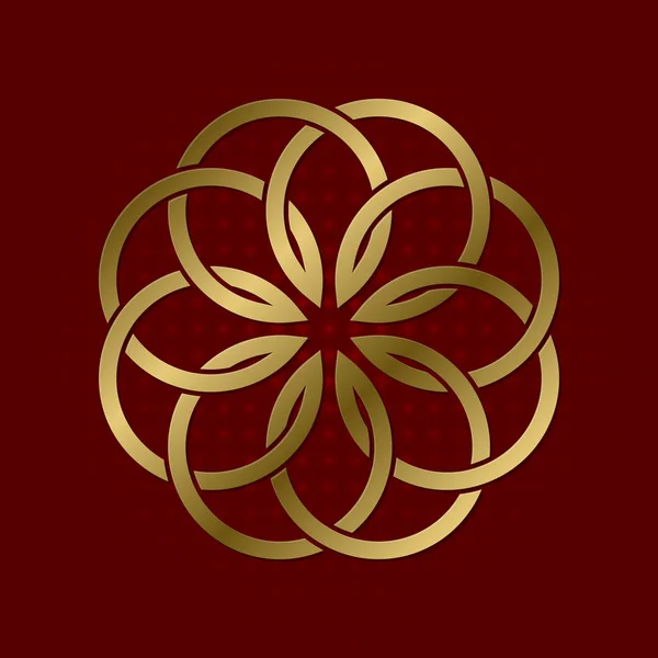 Heiliges geometrisches Symbol des kreisförmigen Plexus. goldenes Mandala-Logo. — Stockvektor