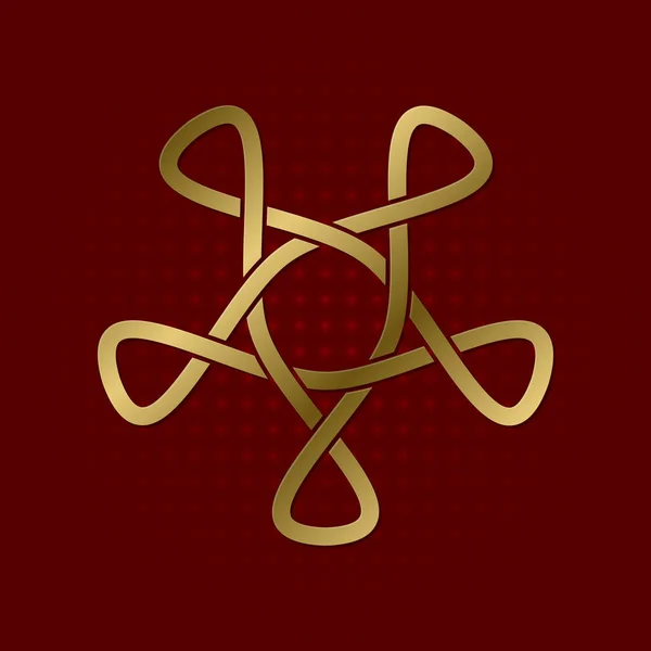 Symbole géométrique sacré de cinq pétales plexus. Logo mandala doré . — Image vectorielle