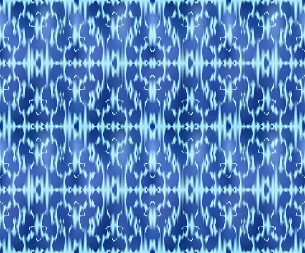 Indigo geverfd textiel naadloze patroon. Etnische ikat achtergrond. — Stockvector