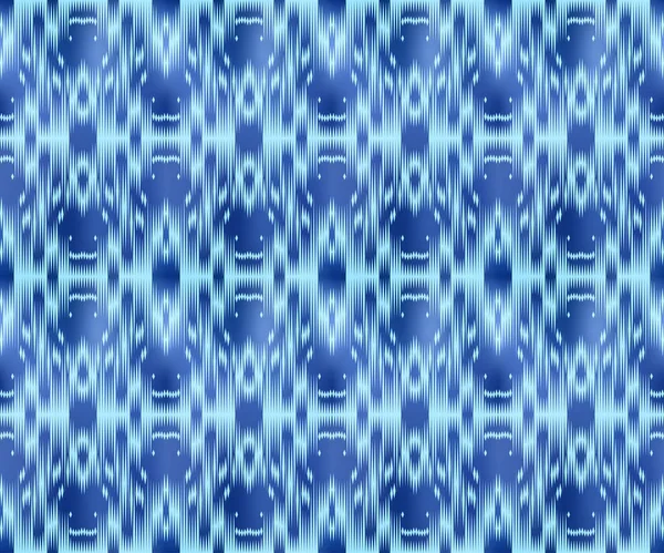 Indigo gefärbtes textiles Nahtmuster. wiederholbares Ikat-Ornament. — Stockvektor