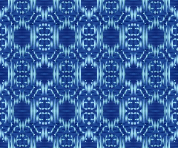 Indigo teñido patrón textil sin costura. Fondo original ikat con estilo . — Archivo Imágenes Vectoriales