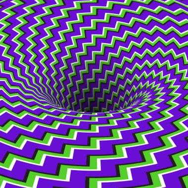 Zigzag çizgili deseninin emici deliği. Vektör optik illüzyon arka plan.
