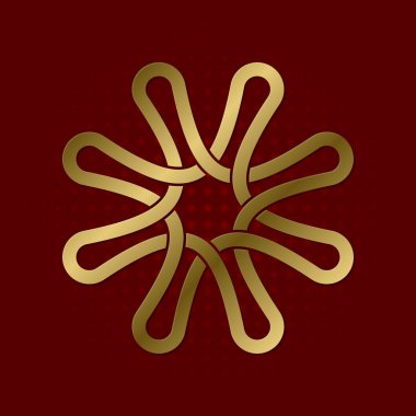 Sekiz çiçek yaprakları pleksus kutsal geometrik sembolü. Altın mandala logosu.