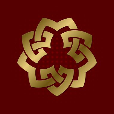 Üç yaprakları pleksaldır kutsal geometrik sembolü. Altın Mandala logosu.